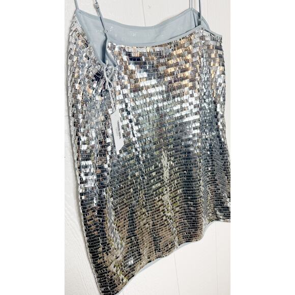 REFORMATION Alisha Silver Sequin Dress US 12 NWT - Picture 8 of 11